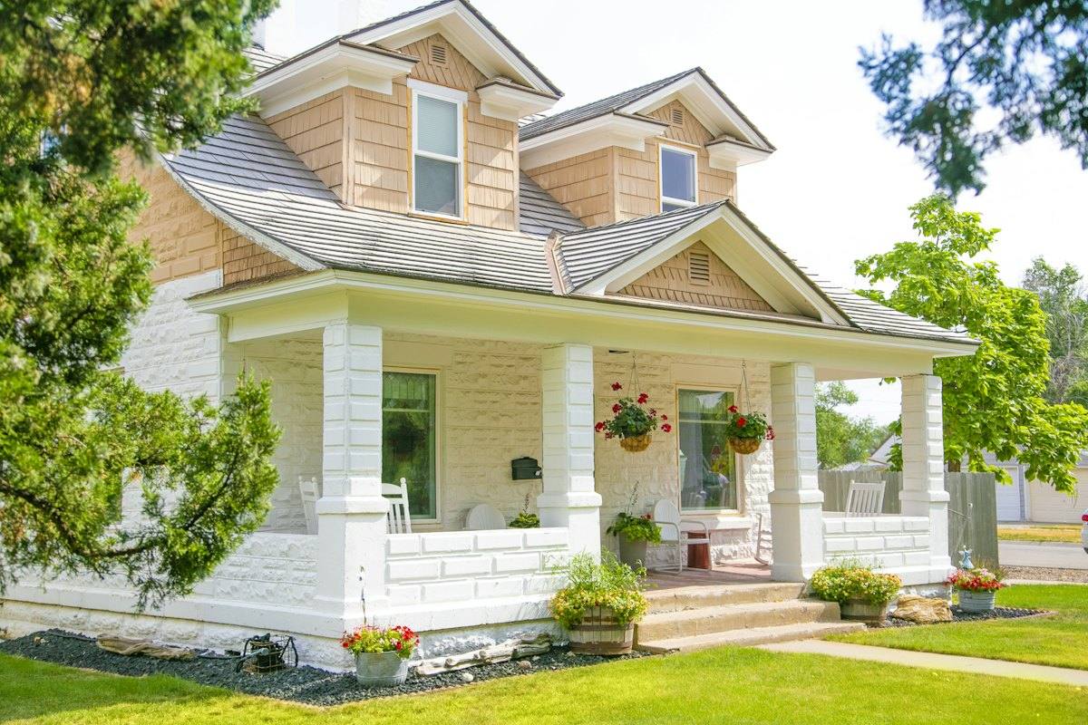 Two-story home with a covered porch